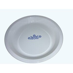 CorningWare P-309 9-Inch Round Pie Plate White & Blue Floral Baking Dish
